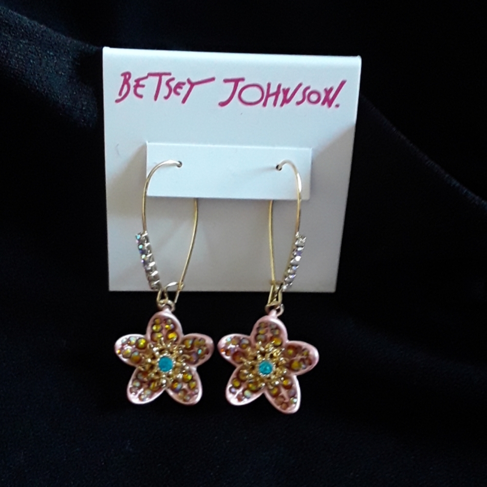 Betsey  Johnson FLOWER DROP EARRINGS